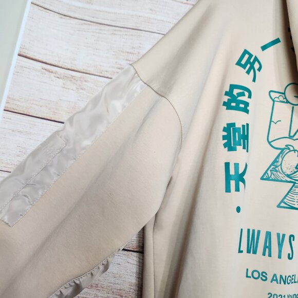 YoungLA Hoodie Sweatshirt Men's Medium Cream 521 Goat Graphic Spell Out Logo - Picture 14 of 16